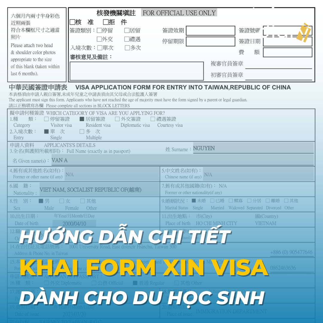 Hướng dẫn điền Tờ khai xin Visa du học Đài Loan chi tiết nhất 2024